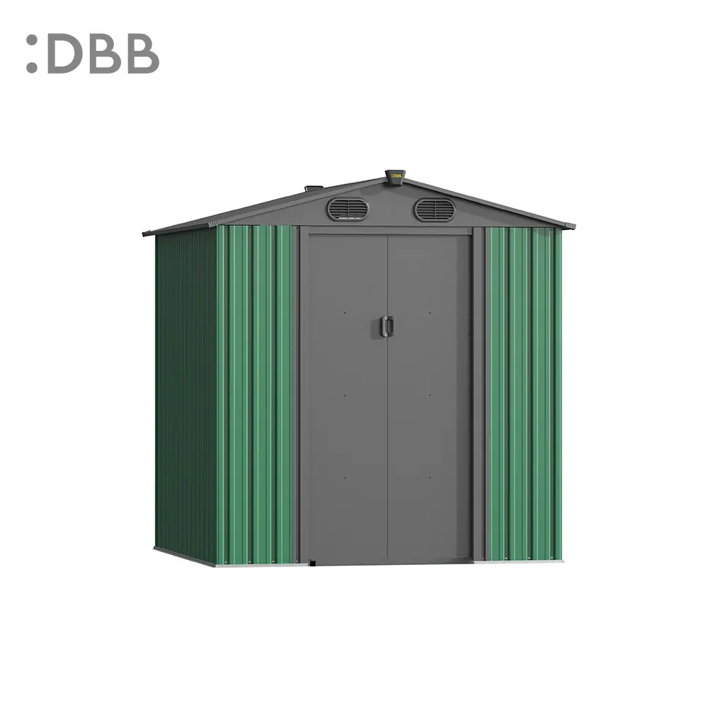 Metal Outdoor Storage Shed: A Guide to Maintenance and Safety 4 KingSuper series metal garden shed with Gable roof green gray
