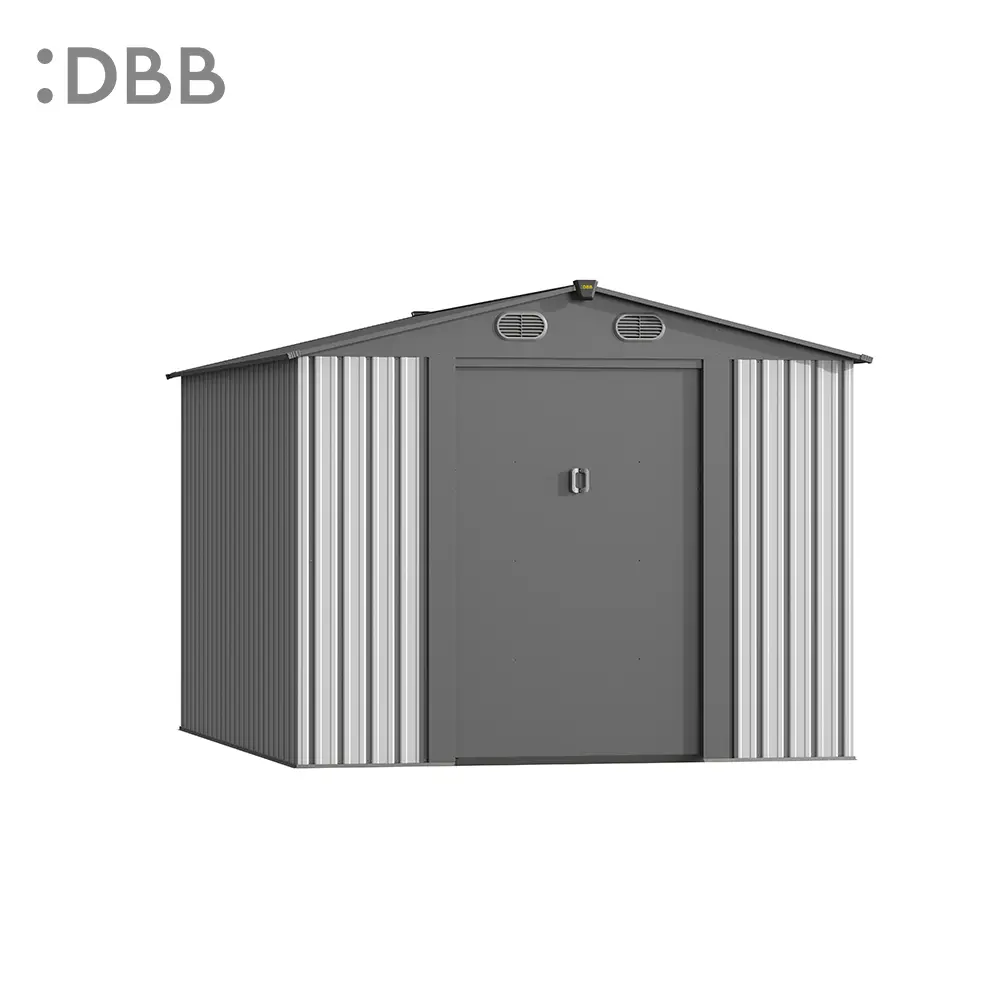 How should the foundation be treated when installing a metal shed? 2 KingSuper series metal garden shed with Gable roof beige gray