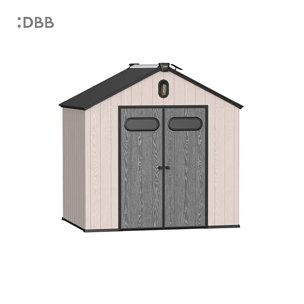 The Use of Plastic Sheds 2 Kingcenter series Intelligent Plastic Sheds with Gable roof Acorn powder 8x6ft 1