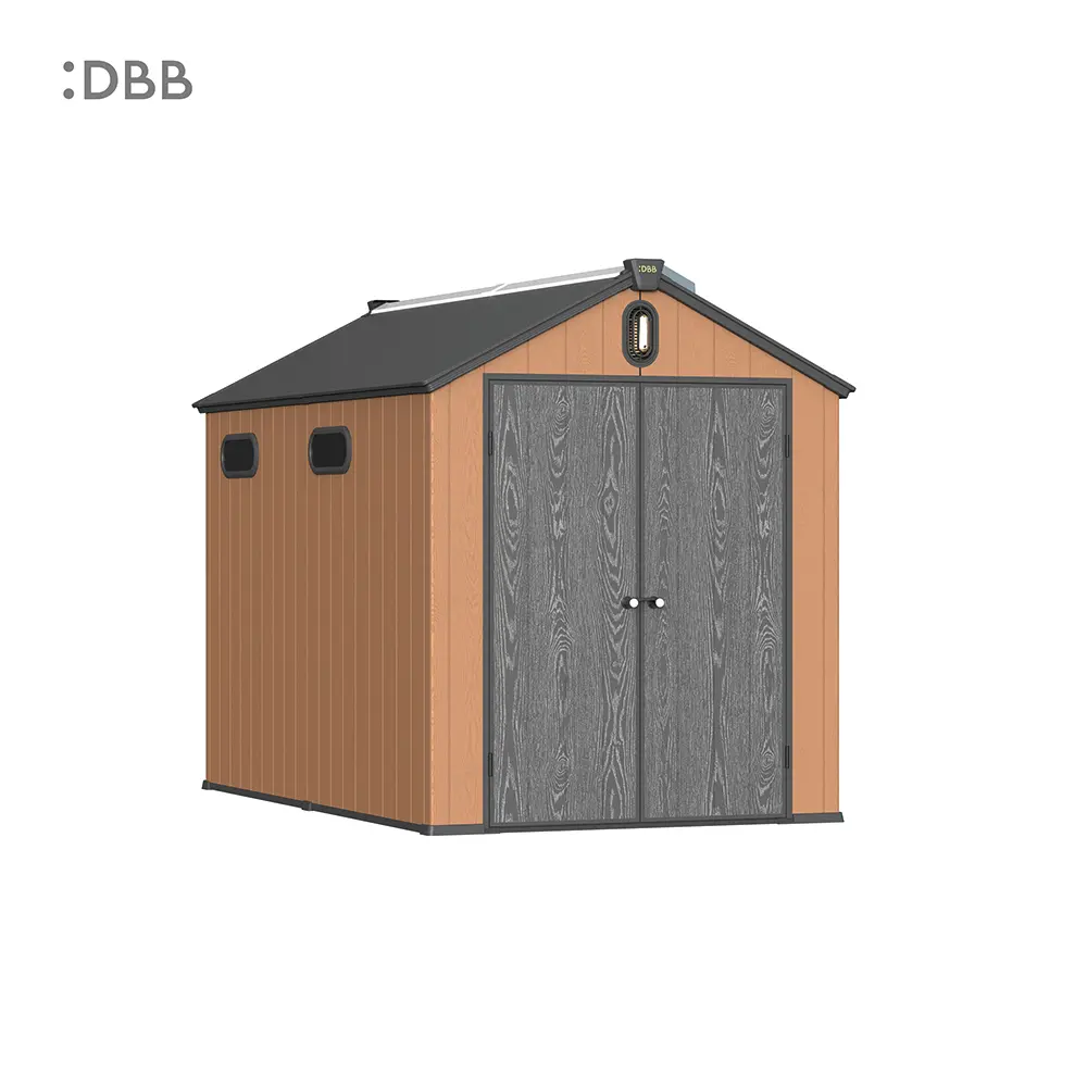 Plastic sheds are environmentally friendly, efficient, durable and easy to maintain 5 Kingcenter series Intelligent Plastic Sheds with Gable roof Warm brown 6x10ft 3