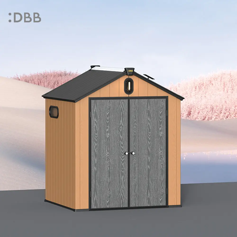 Plastic sheds are environmentally friendly, efficient, durable and easy to maintain 4 Kingcenter series Intelligent Plastic Sheds with Gable roof Warm brown 6x6ft 3 1
