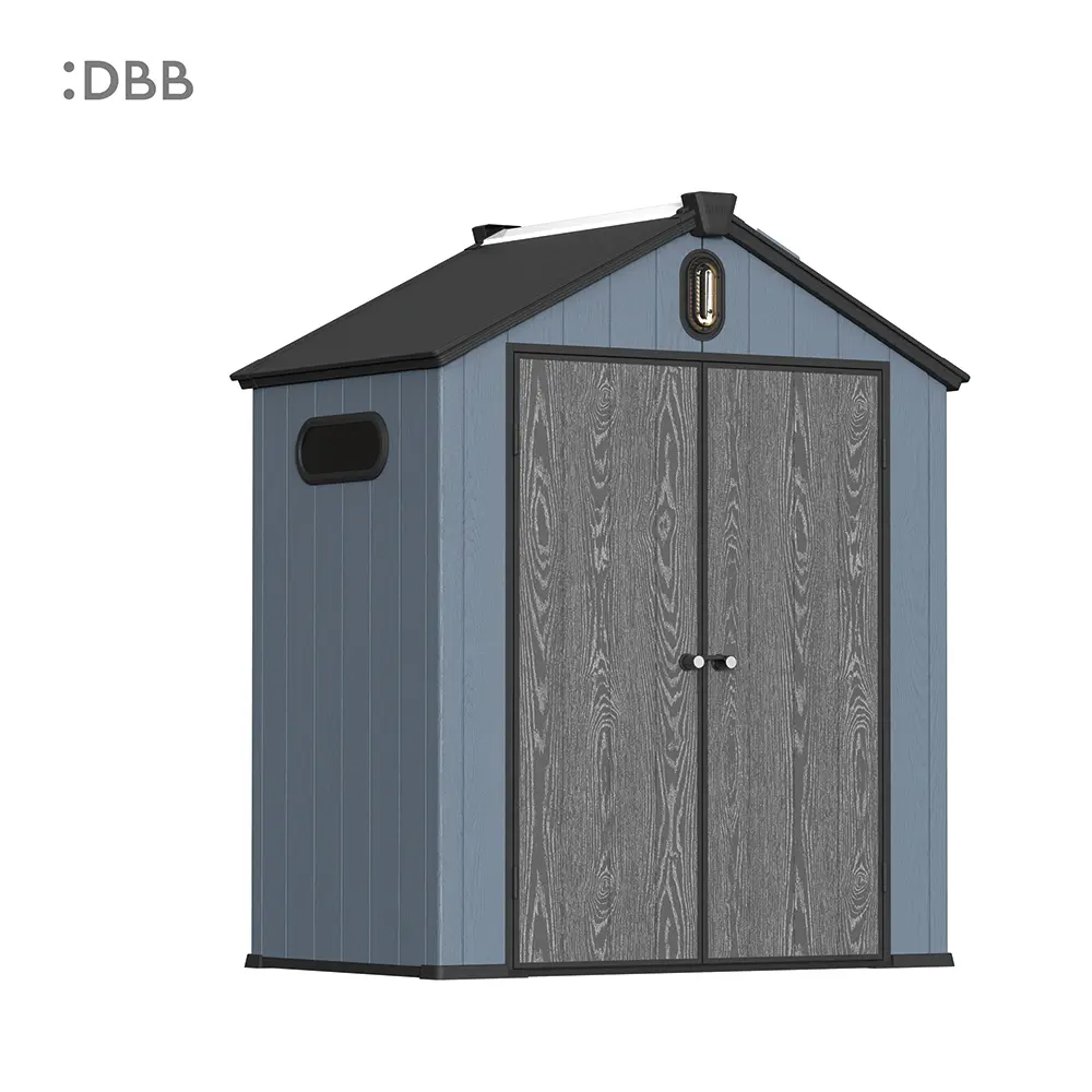 What to pay attention to when installing plastic sheds in the courtyard 4 Kingcenter series Intelligent Plastic Sheds with Gable roof blue ashes 6x4ft 1