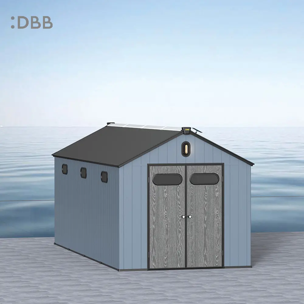 DBB Plastic Storage Shed: A Multi functional, Durable, and Safe Storage Solution 4 Kingcenter series Intelligent Plastic Sheds with Gable roof blue ashes 8x20ft 3