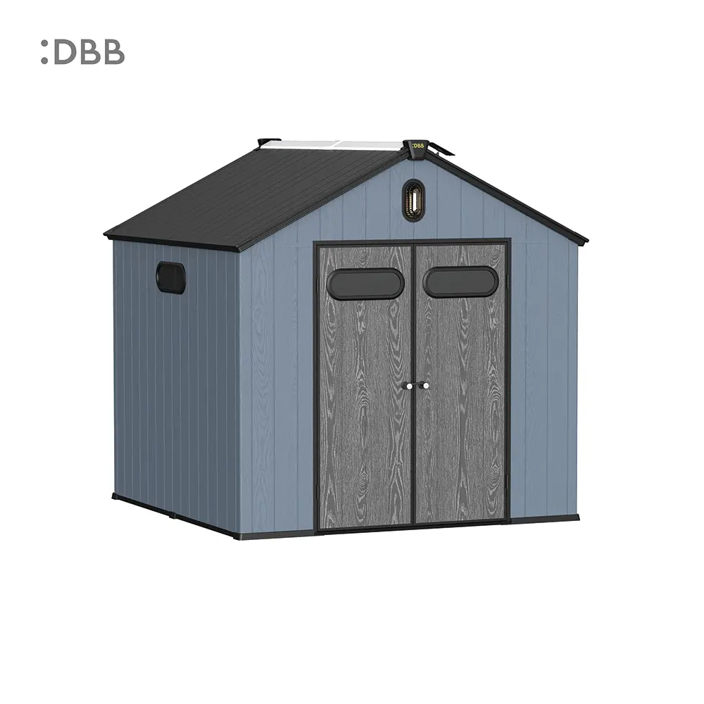 Plastic Sheds: Modern and Durable Storage Solutions 4 Kingcenter series Intelligent Plastic Sheds with Gable roof blue ashes 8x8ft 4