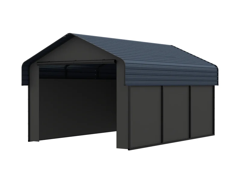 10 x 15 ft Metal Carport with Fabric Sidewalls and Horizontal Tile Roof 12 10x15-ft-metal-carport-with-fabric-sidewalls-and-horizontal-tile-roof-product-3-scaled