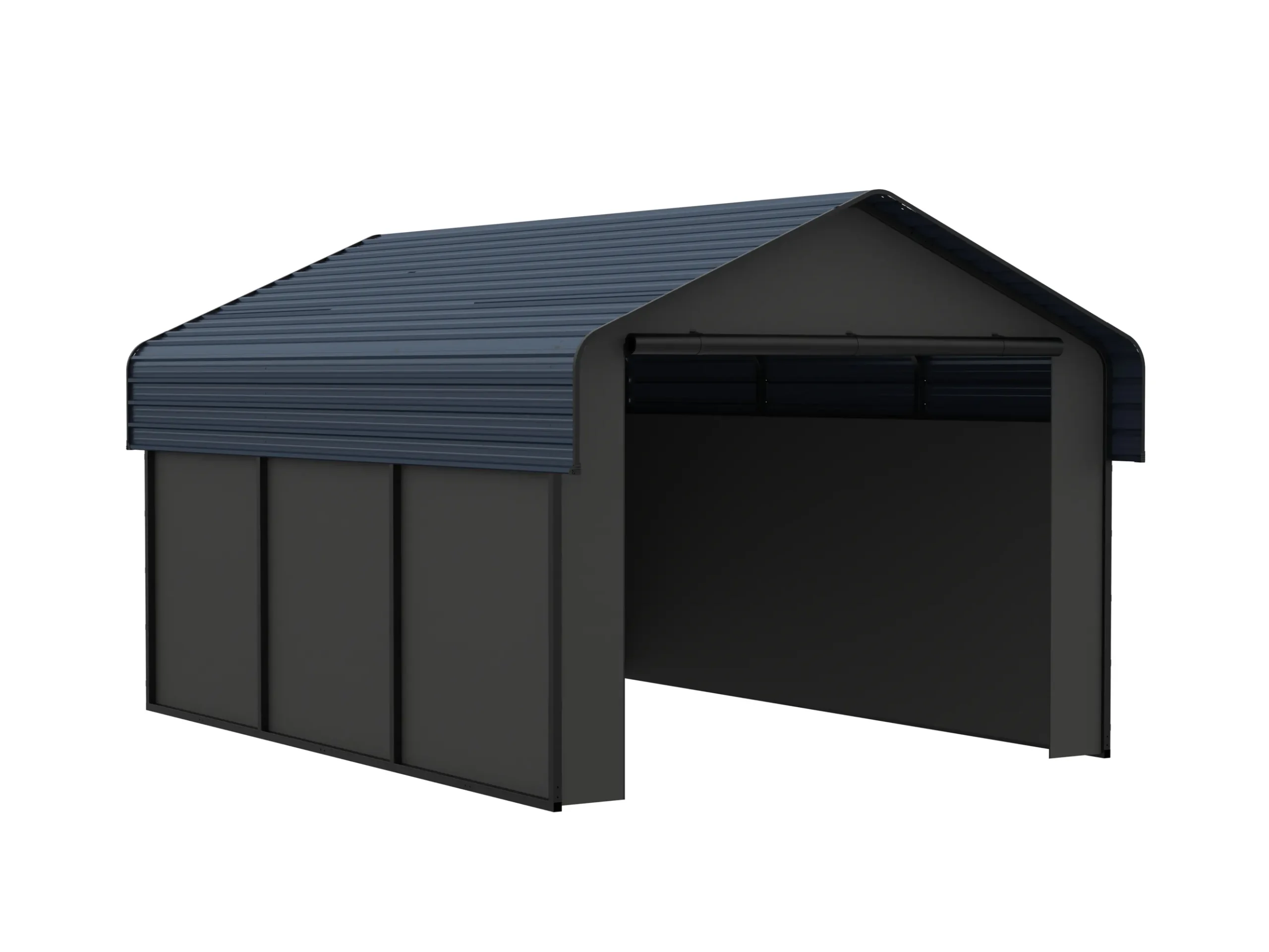 10 x 15 ft Metal Carport with Fabric Sidewalls and Horizontal Tile Roof 2 10x15-ft-metal-carport-with-fabric-sidewalls-and-horizontal-tile-roof-product-6-scaled