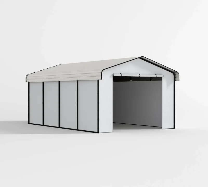 12 x 20 ft Metal Carport with Fabric Sidewalls and Horizontal Tile Roof 11 12x20-ft-metal-carport-with-fabric-sidewalls-and-horizontal-tile-roof-product-1