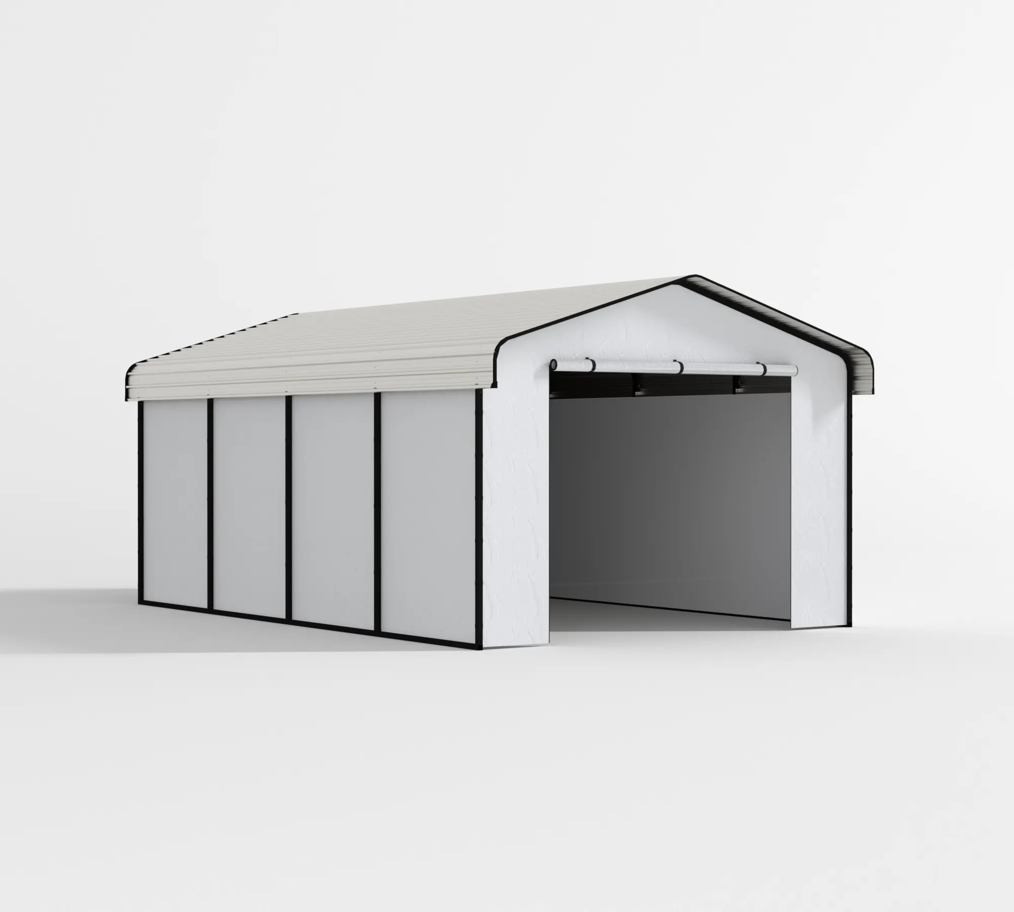 12 x 20 ft Metal Carport with Fabric Sidewalls and Horizontal Tile Roof 1 12x20-ft-metal-carport-with-fabric-sidewalls-and-horizontal-tile-roof-product-1