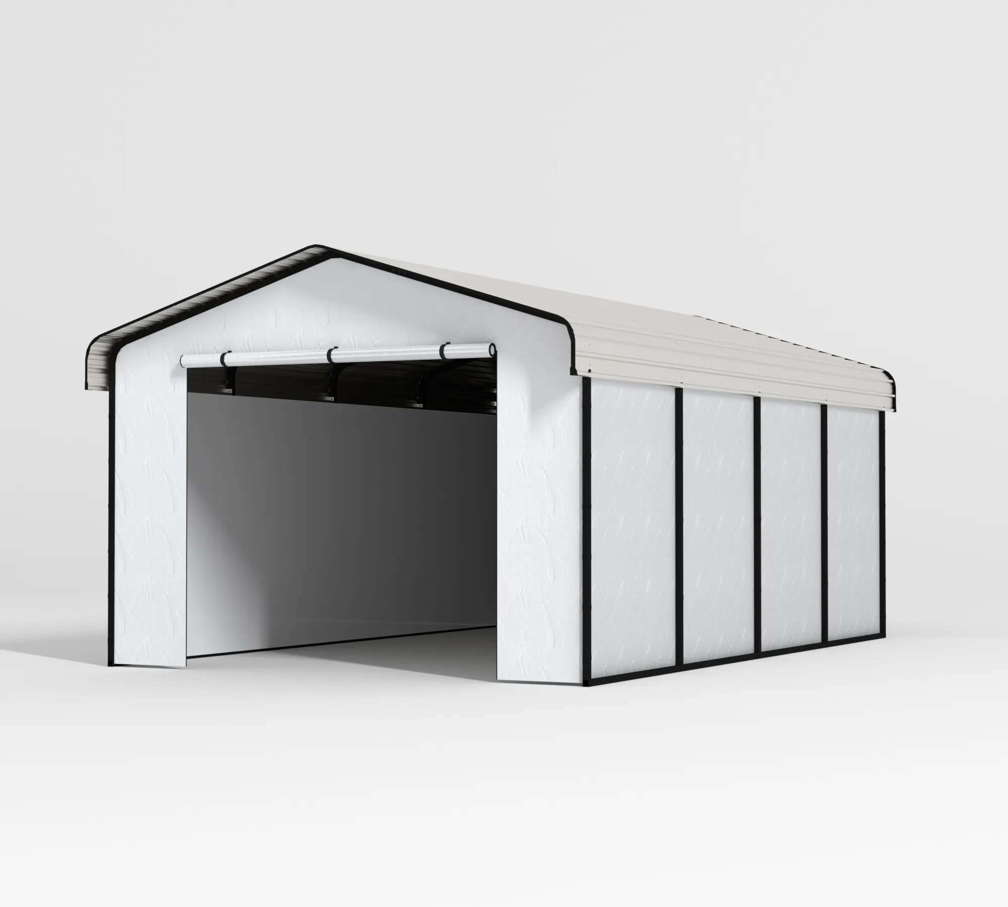 12 x 20 ft Metal Carport with Fabric Sidewalls and Horizontal Tile Roof 2 12x20-ft-metal-carport-with-fabric-sidewalls-and-horizontal-tile-roof-product-2