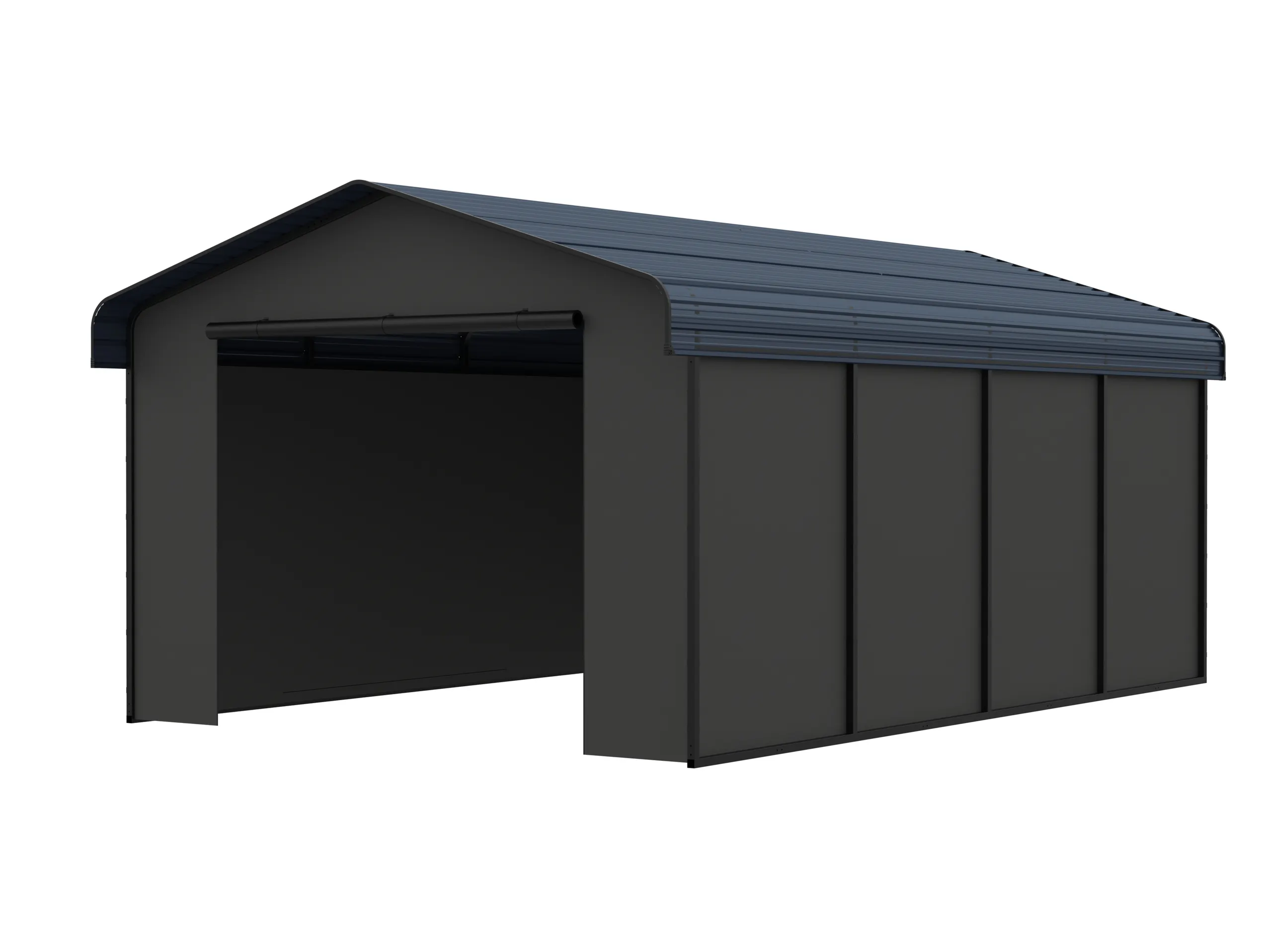 12 x 20 ft Metal Carport with Fabric Sidewalls and Horizontal Tile Roof 3 12x20-ft-metal-carport-with-fabric-sidewalls-and-horizontal-tile-roof-product-3