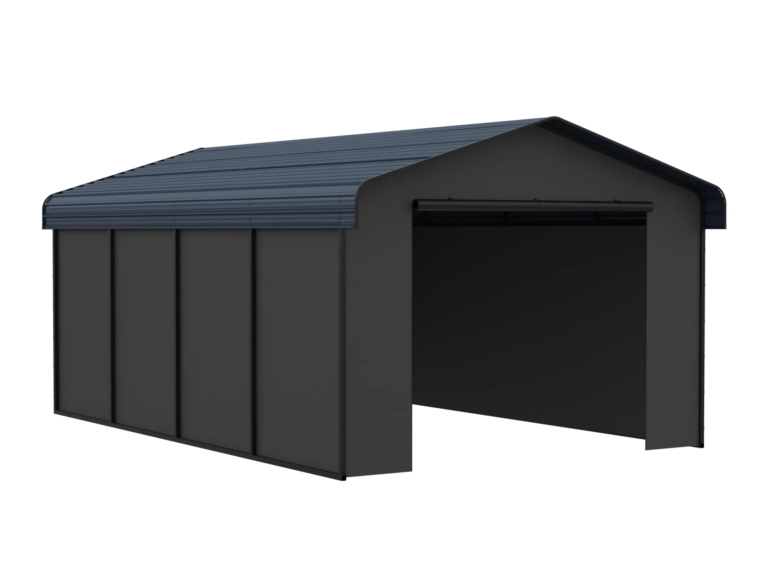 12 x 20 ft Metal Carport with Fabric Sidewalls and Horizontal Tile Roof 6 12x20-ft-metal-carport-with-fabric-sidewalls-and-horizontal-tile-roof-product-6-scaled