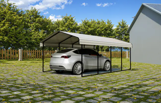 12x20-ft-open-sided-metal-carport-with-horizontal-tile-roof-scene-2-1
