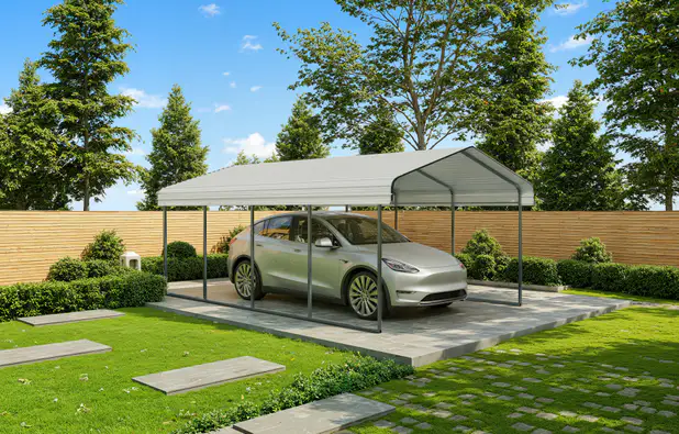 Global Markets 4 12x20-ft-open-sided-metal-carport-with-horizontal-tile-roof-scene-3-1