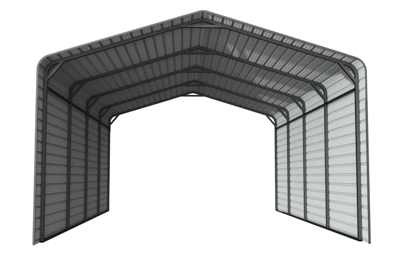 12 x 20 ft Side-Enclosed Metal Carport with Horizontal Tile Roof 9 12x20-ft-side-enclosed-metal-carport-with-horizontal-tile-roof-product-1