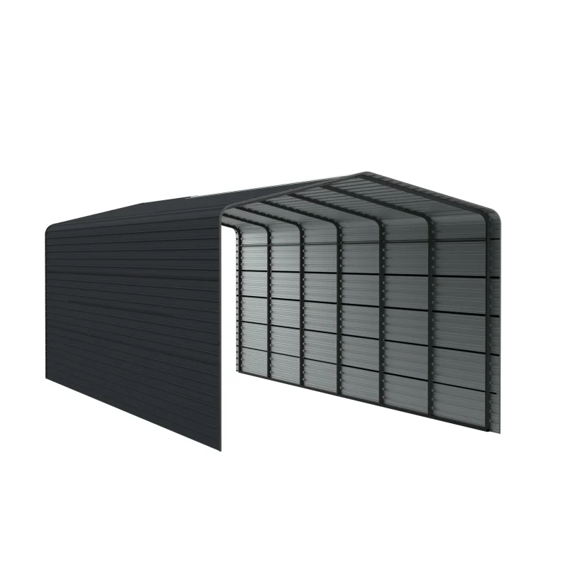 12 x 30 ft Side-Enclosed Metal Carport with Horizontal Tile Roof 8 12x30-ft-side-enclosed-metal-carport-with-horizontal-tile-roof-product