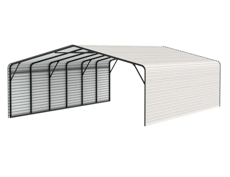 20 x 30 ft Side-Enclosed Metal Carport with Horizontal Tile Roof 3 20x30-ft-side-enclosed-metal-carport-with-horizontal-tile-roof-product-1