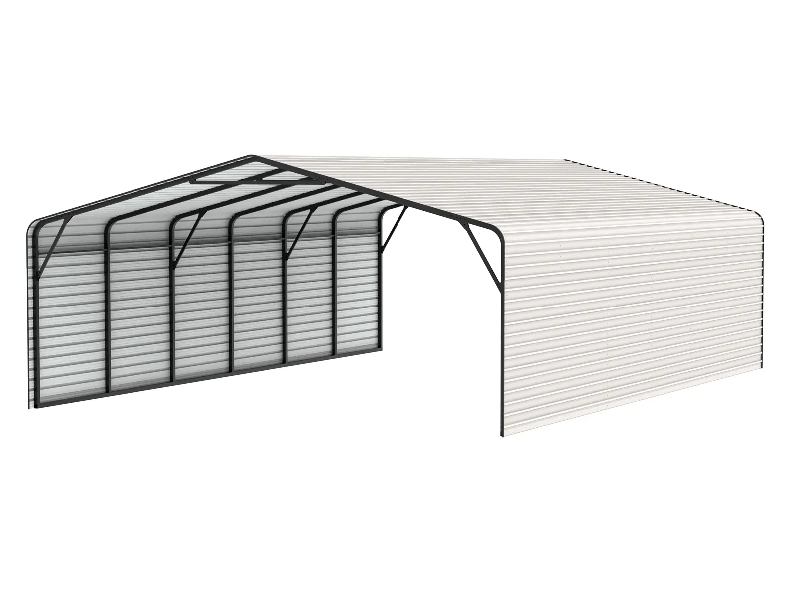 20 x 30 ft Side-Enclosed Metal Carport with Horizontal Tile Roof 1 20x30-ft-side-enclosed-metal-carport-with-horizontal-tile-roof-product-1