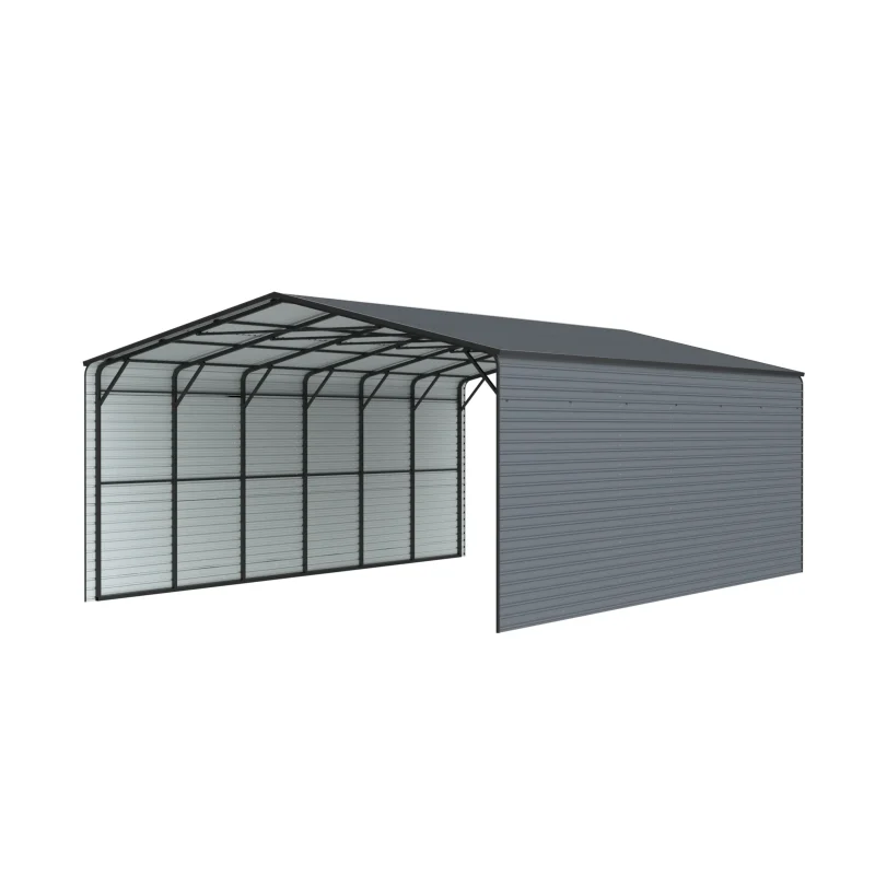 20 x 30 ft Side-Enclosed Metal Carport with Vertical Tile Roof 1 20x30-ft-side-enclosed-metal-carport-with-vertical-tile-roof-product