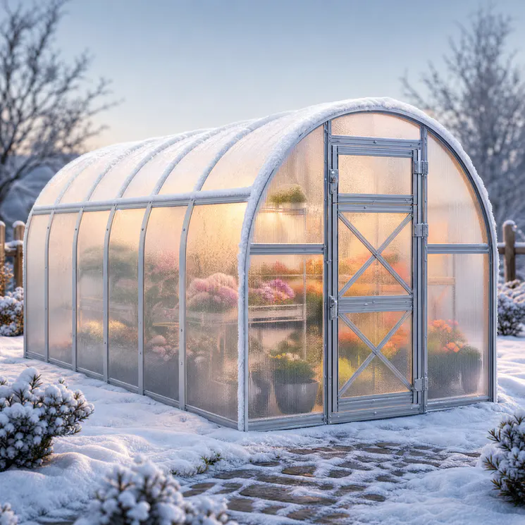 Glass Greenhouses: Ultimate Guide for Bulk Buyers 3 6.5x10.8-ft-steel-arched-roof-greenhouse-scene-2