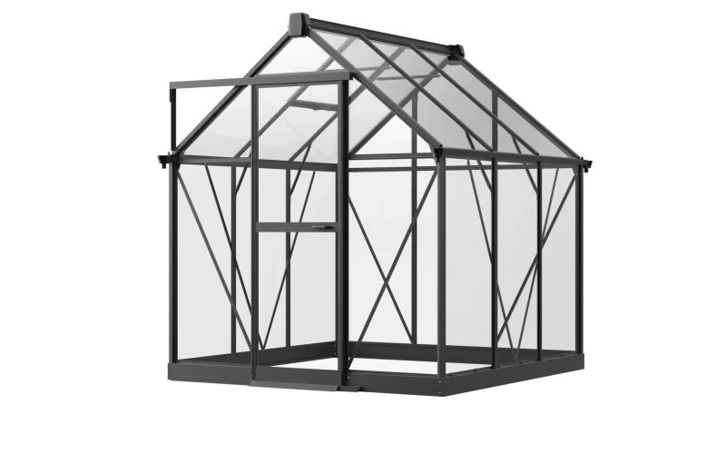 6 x 6 ft Aluminium Gable Roof Greenhouse with Glass Panels | S Series 3 6x6-ft-aluminium-gable-roof-greenhouse-with-glass-panels-s-series-product-1-scaled