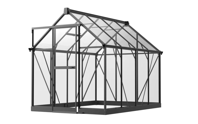 6 x 8 ft Aluminium Gable Roof Greenhouse with Glass Panels | S Series 2 6x8-ft-aluminium-gable-roof-greenhouse-with-glass-panels-s-series-product-1-scaled