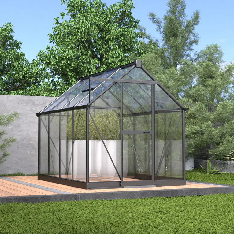 6x8-ft-aluminium-gable-roof-greenhouse-with-glass-panels-s-series-scene-1