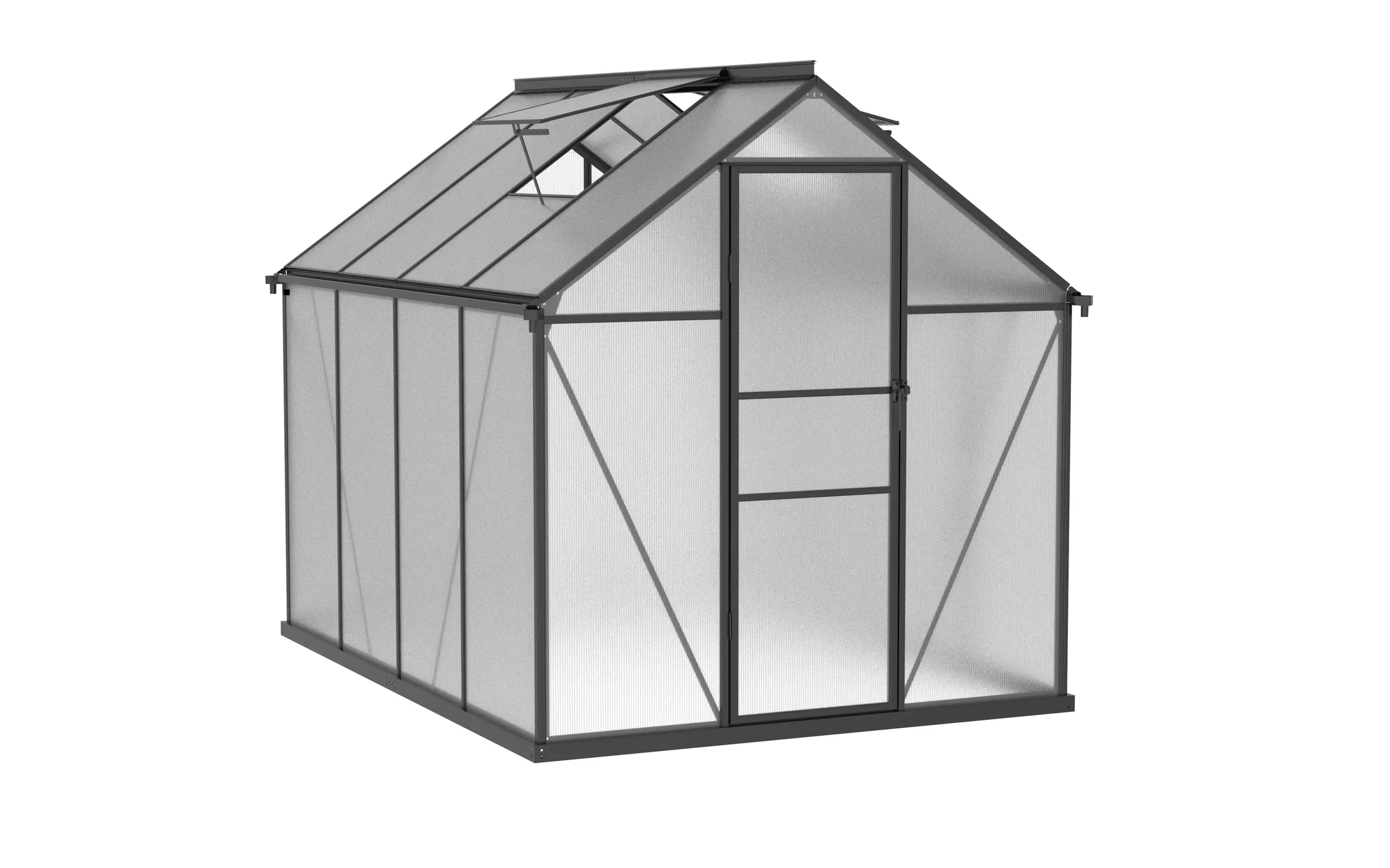 6 x 8 ft Aluminium Gable Roof Greenhouse with Polycarbonate Panels | S Series 3 6x8-ft-aluminium-gable-roof-greenhouse-with-polycarbonate-panels-s-series-product-3