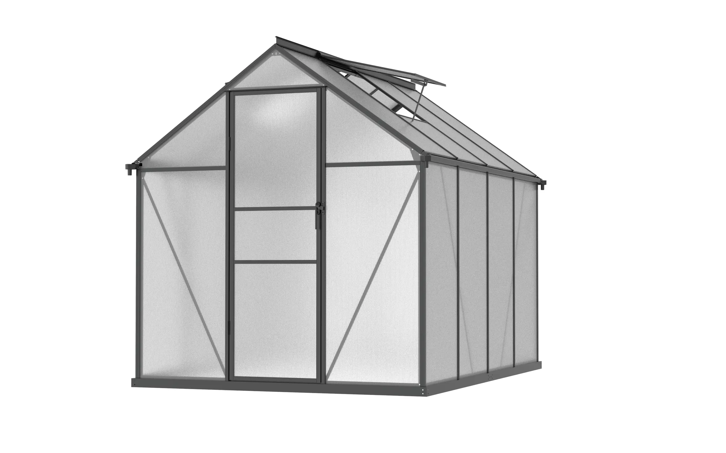 6 x 8 ft Aluminium Gable Roof Greenhouse with Polycarbonate Panels | S Series 4 6x8-ft-aluminium-gable-roof-greenhouse-with-polycarbonate-panels-s-series-product-4