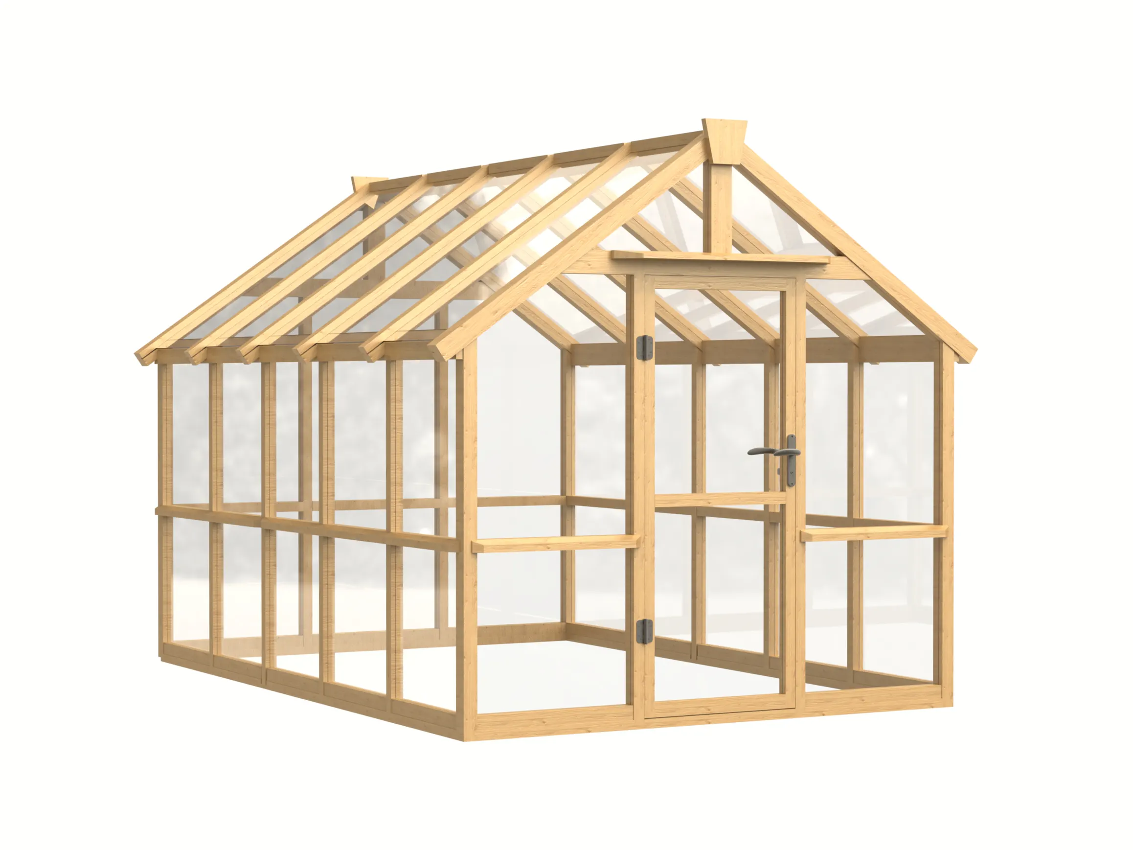 8 ft Wooden Gable Greenhouse with Full-Height Glass Panels 2 8-ft-wooden-gable-greenhouse-with-full-height-glass-panels-product-2