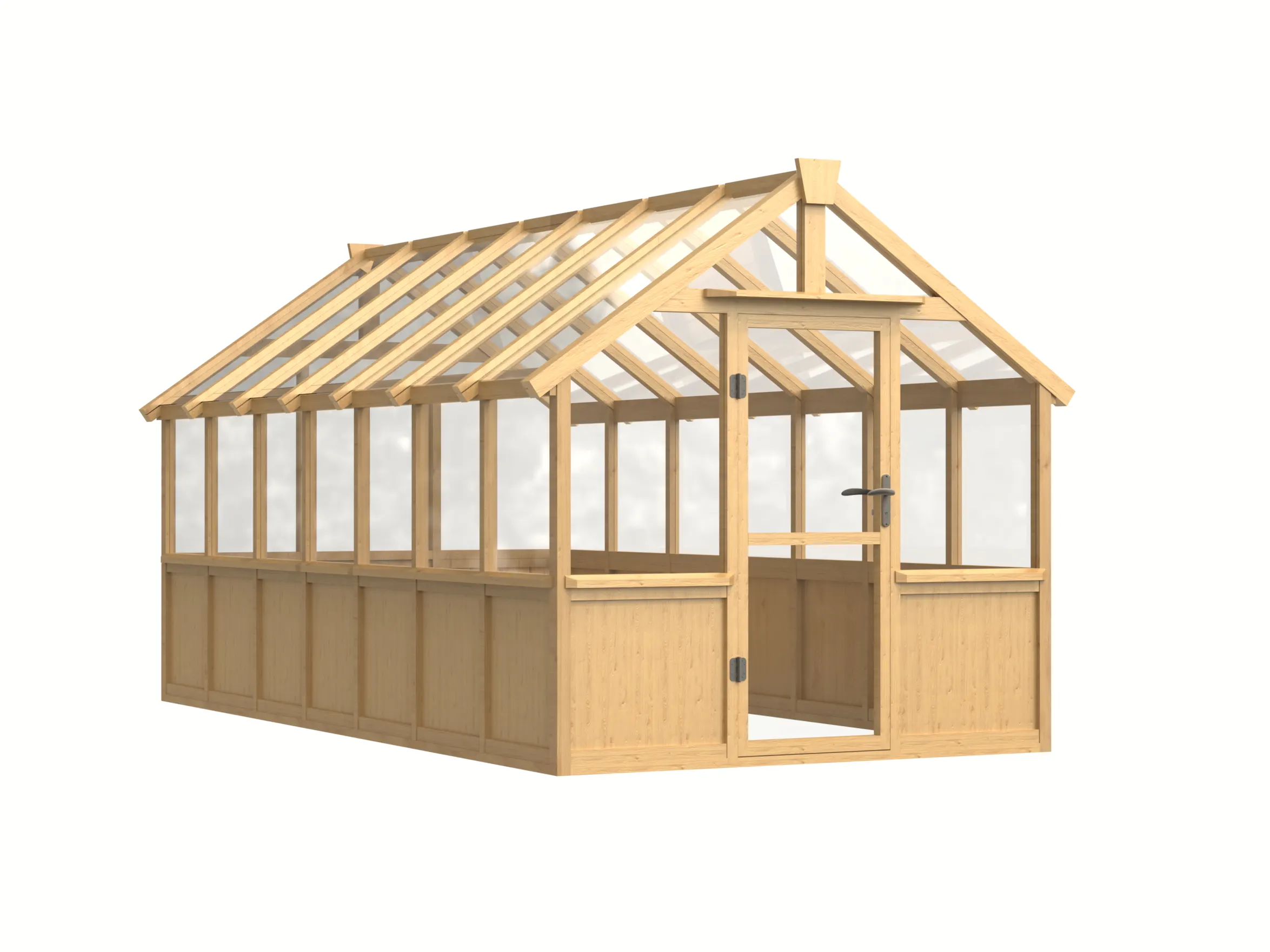 8 ft Wooden Gable Greenhouse with Solid Wood Base and Glass Panels 1 8-ft-wooden-gable-greenhouse-with-solid-wood-base-and-glass-panels-product-1
