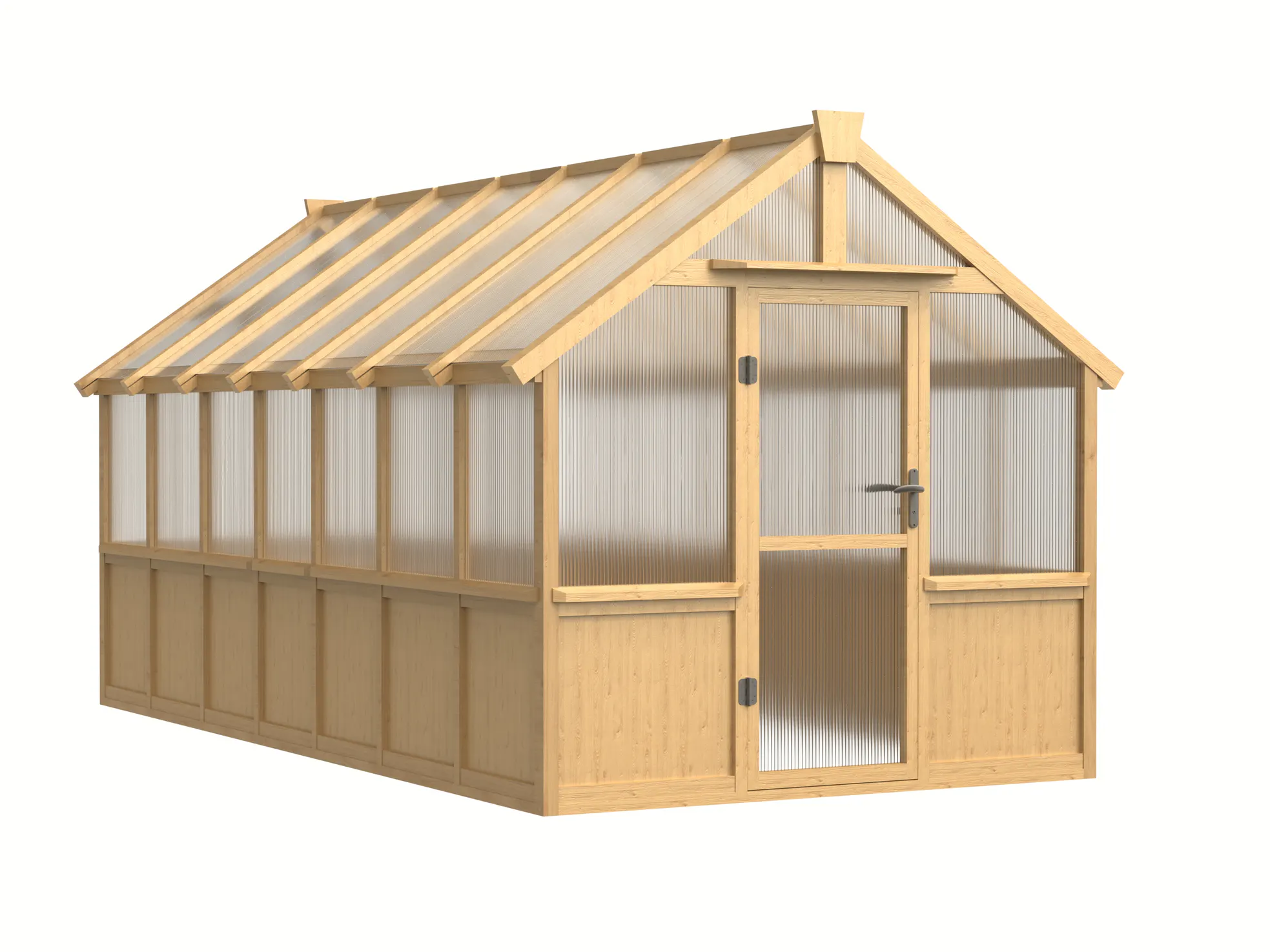 8 ft Wooden Gable Greenhouse with Solid Wood Base and Polycarbonate Panels 2 8-ft-wooden-gable-greenhouse-with-solid-wood-base-and-polycarbonate-panels-product-2