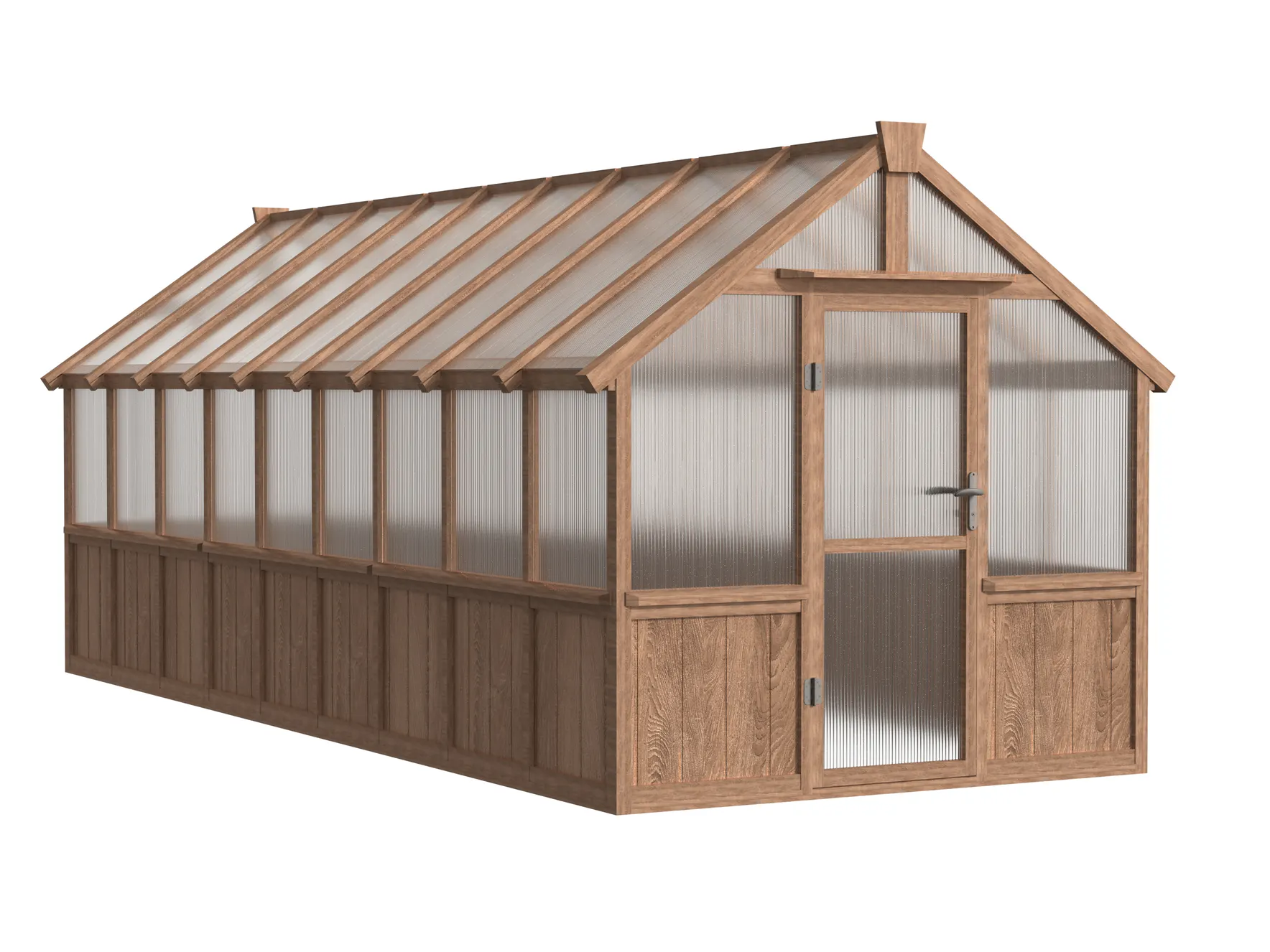 8 ft Wooden Gable Greenhouse with Solid Wood Base and Polycarbonate Panels 4 8-ft-wooden-gable-greenhouse-with-solid-wood-base-and-polycarbonate-panels-product-4