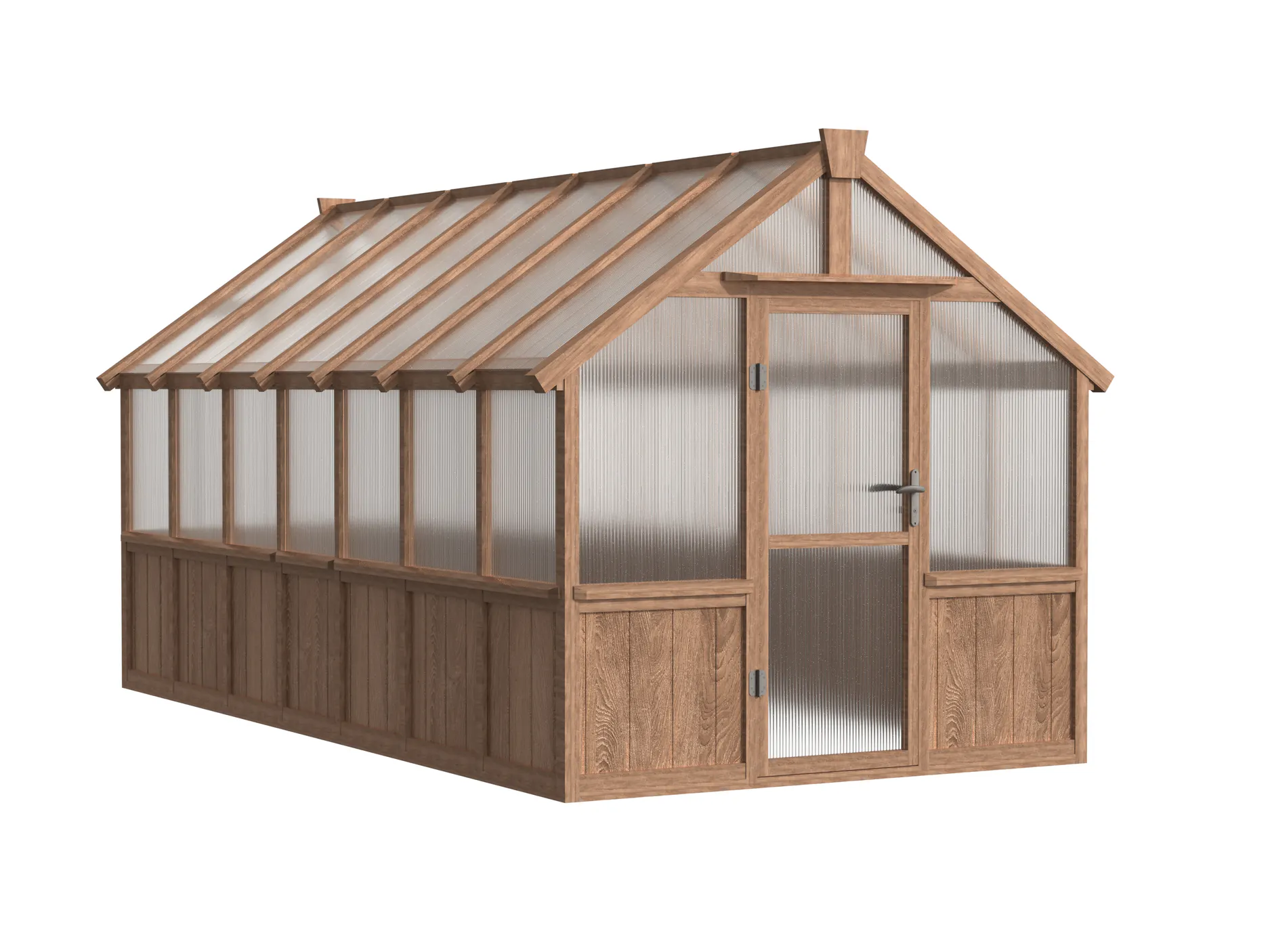 8 ft Wooden Gable Greenhouse with Solid Wood Base and Polycarbonate Panels 5 8-ft-wooden-gable-greenhouse-with-solid-wood-base-and-polycarbonate-panels-product-5