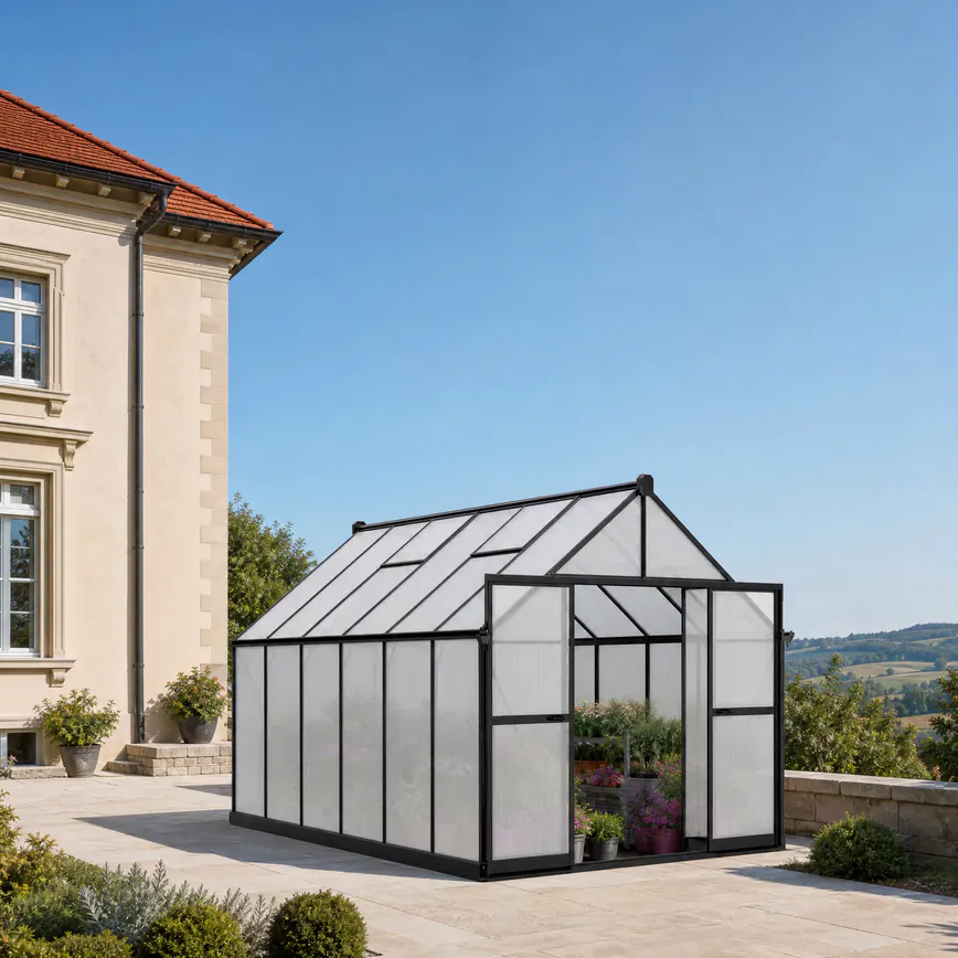 Manufacturing Capabilities 6 8x12-ft-aluminium-gable-roof-greenhouse-with-polycarbonate-panels-s-series-scene-9