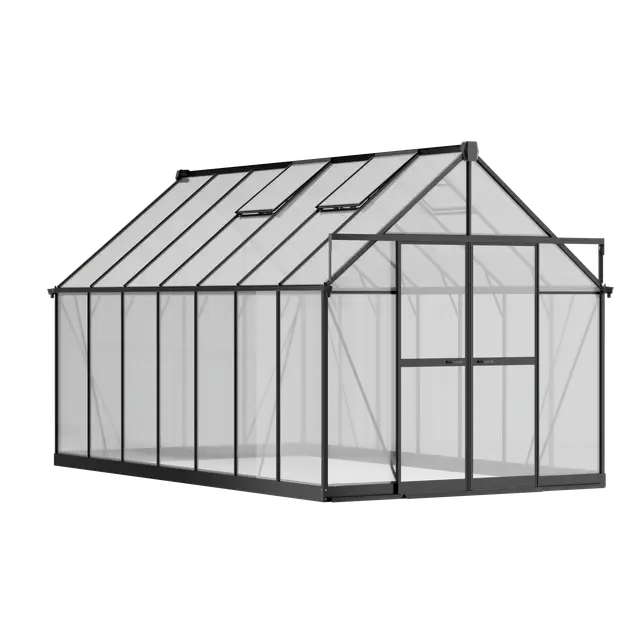 10 x 14 ft Aluminium Gable Roof Greenhouse | L Series 15 8x14-ft-aluminium-gable-roof-greenhouse-with-polycarbonate-panels-s-series-product-2
