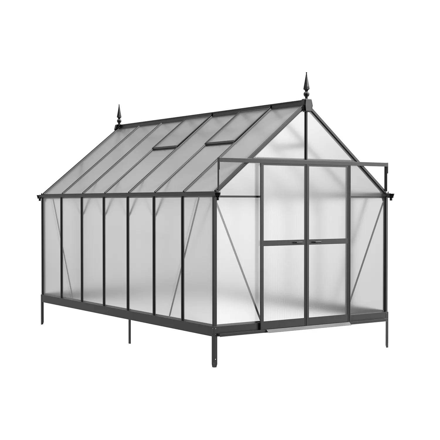 8 x 14 ft Aluminium Victorian Greenhouse with Polycarbonate Panels | S Series 2 8x14-ft-aluminium-victorian-greenhouse-with-polycarbonate-panels-s-series-product-2