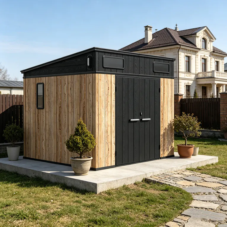 Global Markets 5 8x7-ft-pent-roof-resin-storage-shed-kc2-scene-11