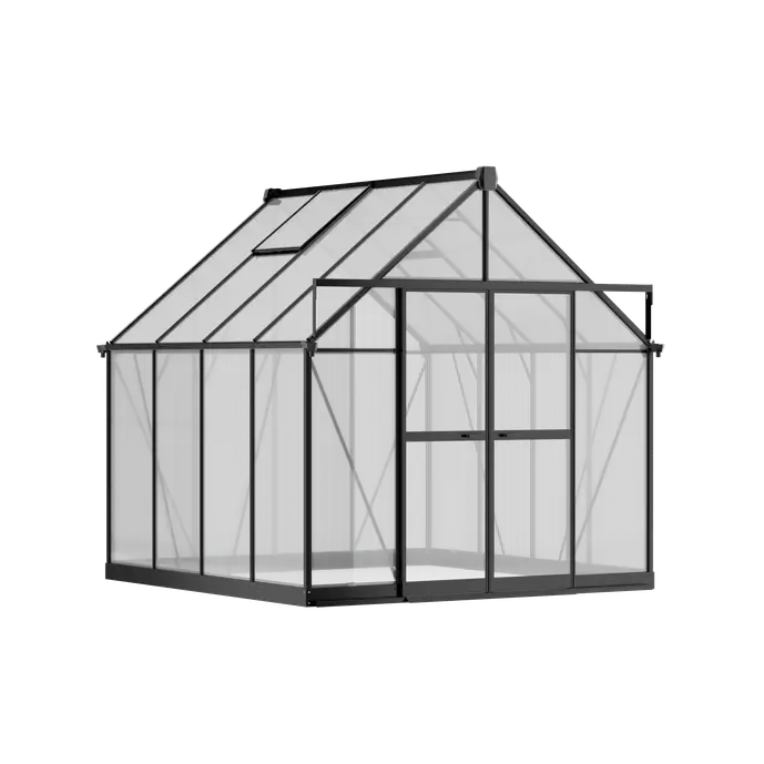 8 x 8 ft Aluminium Gable Roof Greenhouse with Polycarbonate Panels | S Series 4 8x8-ft-aluminium-gable-roof-greenhouse-with-polycarbonate-panels-s-series-product-4
