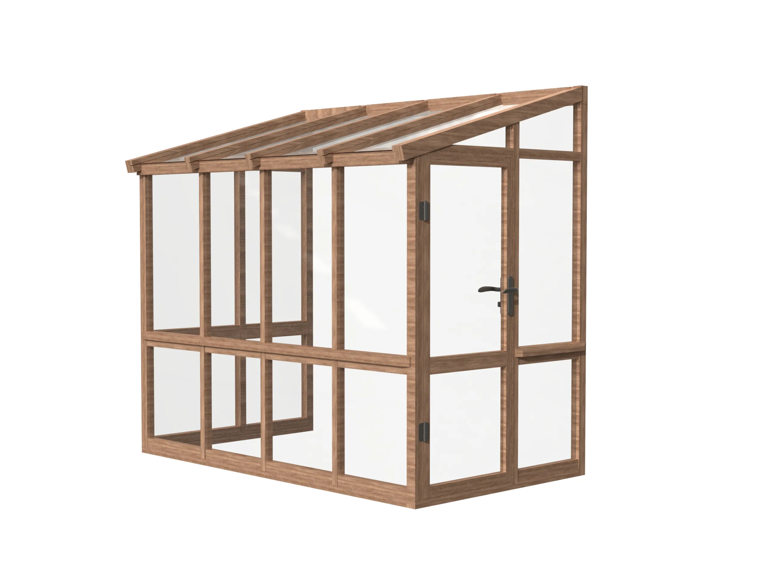 Wooden Lean-To Greenhouse with Full-Height Glass Panels 1 wooden-lean-to-greenhouse-with-full-height-glass-panels-product