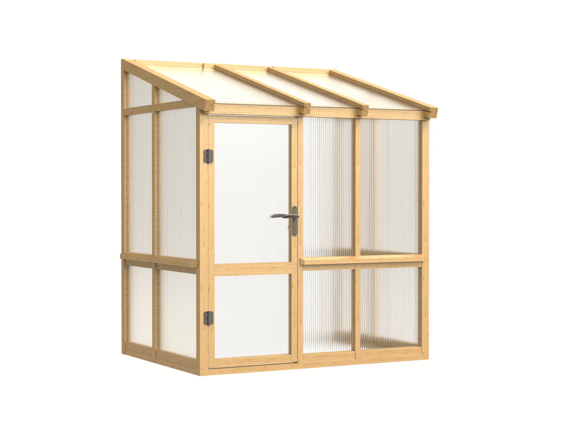 Wooden Lean-To Greenhouse with Full-Height Polycarbonate Panels 2 wooden-lean-to-greenhouse-with-full-height-polycarbonate-panels-product-2