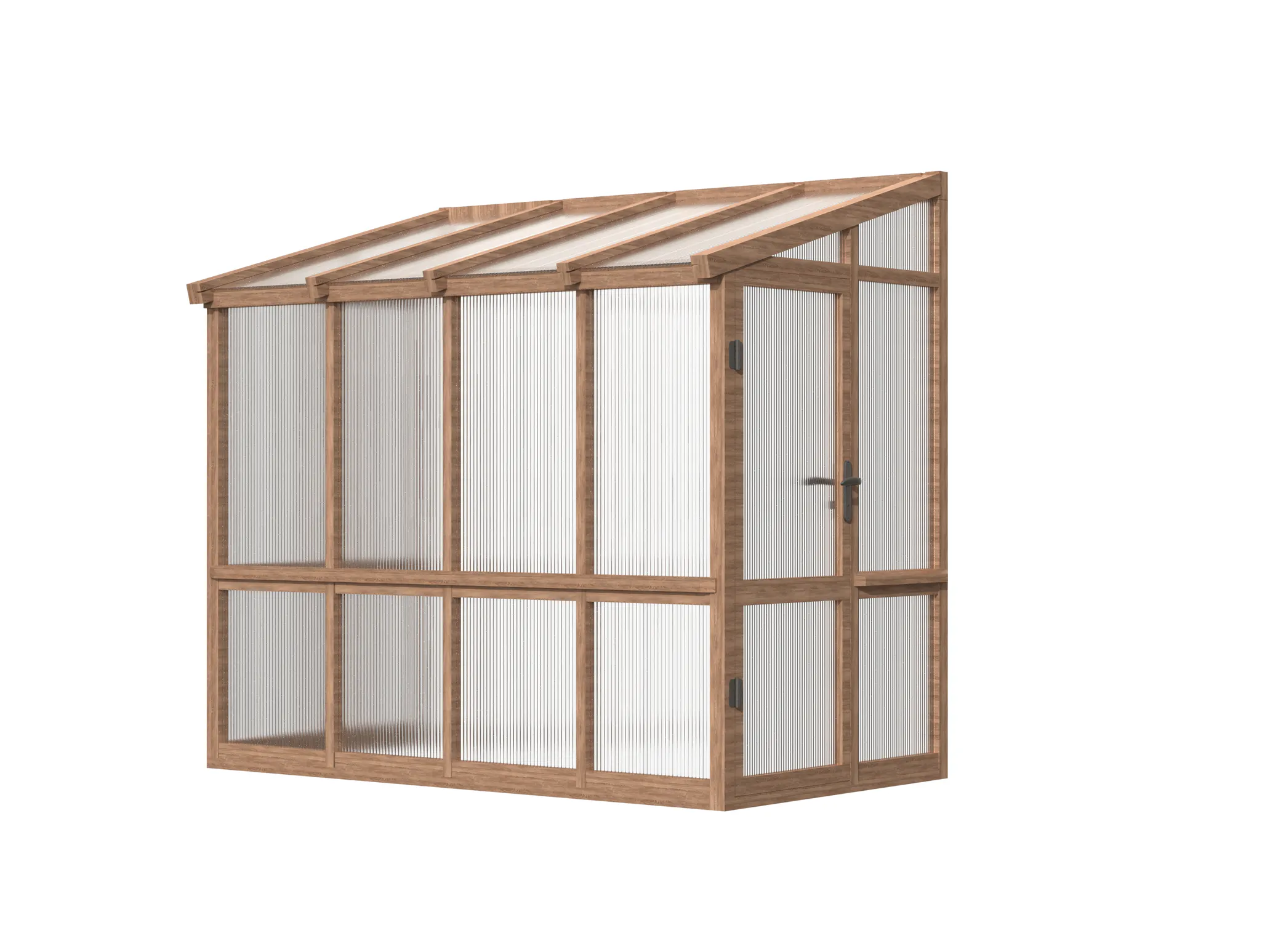 Wooden Lean-To Greenhouse with Full-Height Polycarbonate Panels 3 wooden-lean-to-greenhouse-with-full-height-polycarbonate-panels-product-3
