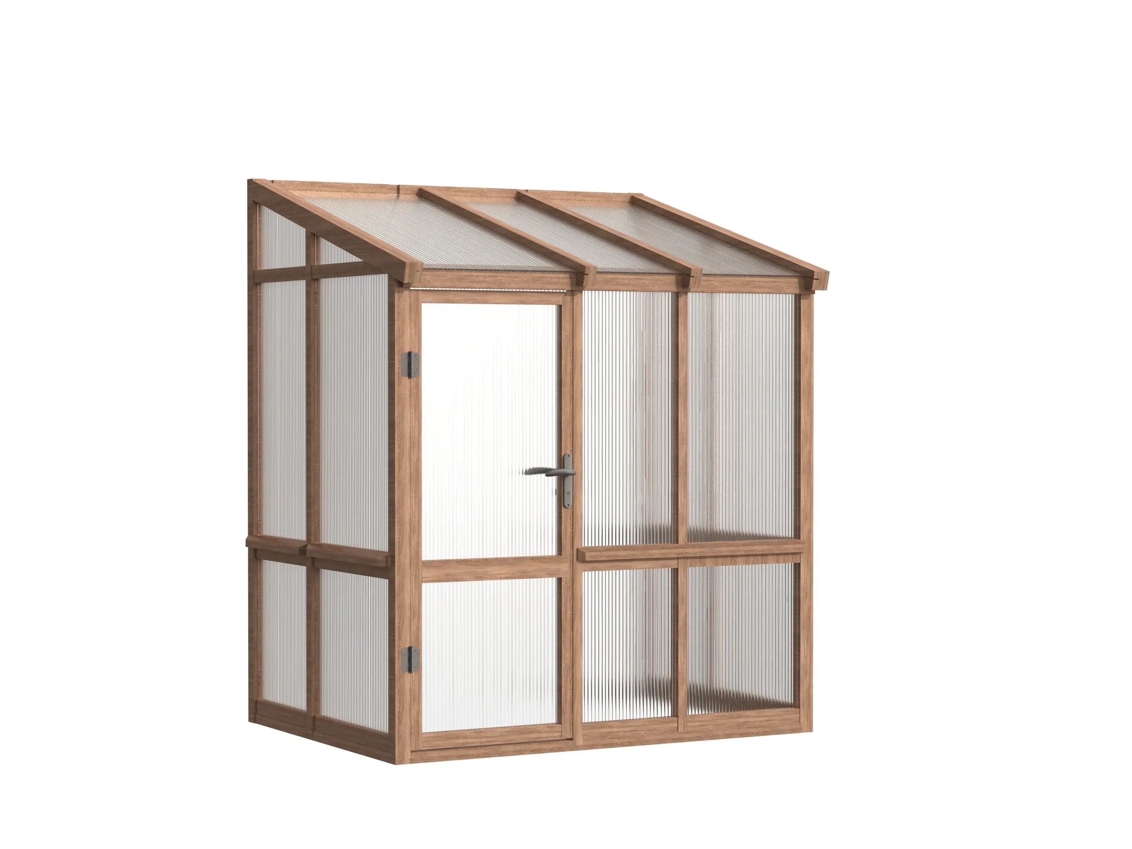Wooden Lean-To Greenhouse with Full-Height Polycarbonate Panels 4 wooden-lean-to-greenhouse-with-full-height-polycarbonate-panels-product-4