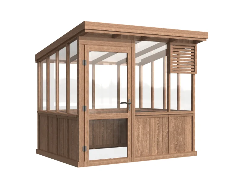 Wooden Pent Roof Greenhouse with Solid Wood Base and Glass Panels 2 wooden-pent-roof-greenhouse-with-solid-wood-base-and-glass-panels-product-1