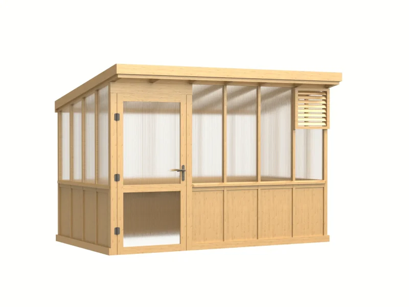 Wooden Pent Roof Greenhouse with Solid Wood Base and Polycarbonate Panels 1 wooden-pent-roof-greenhouse-with-solid-wood-base-and-polycarbonate-panels-product-1