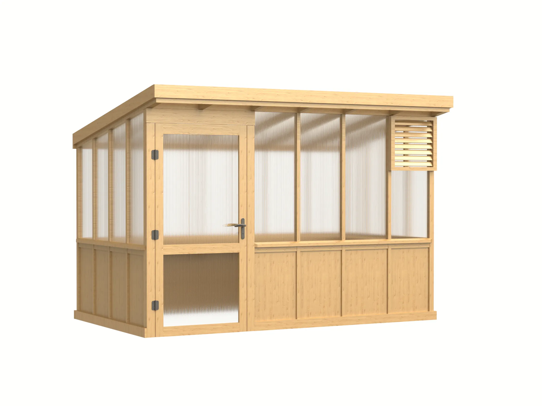 Wooden Pent Roof Greenhouse with Solid Wood Base and Polycarbonate Panels 1 wooden-pent-roof-greenhouse-with-solid-wood-base-and-polycarbonate-panels-product-1