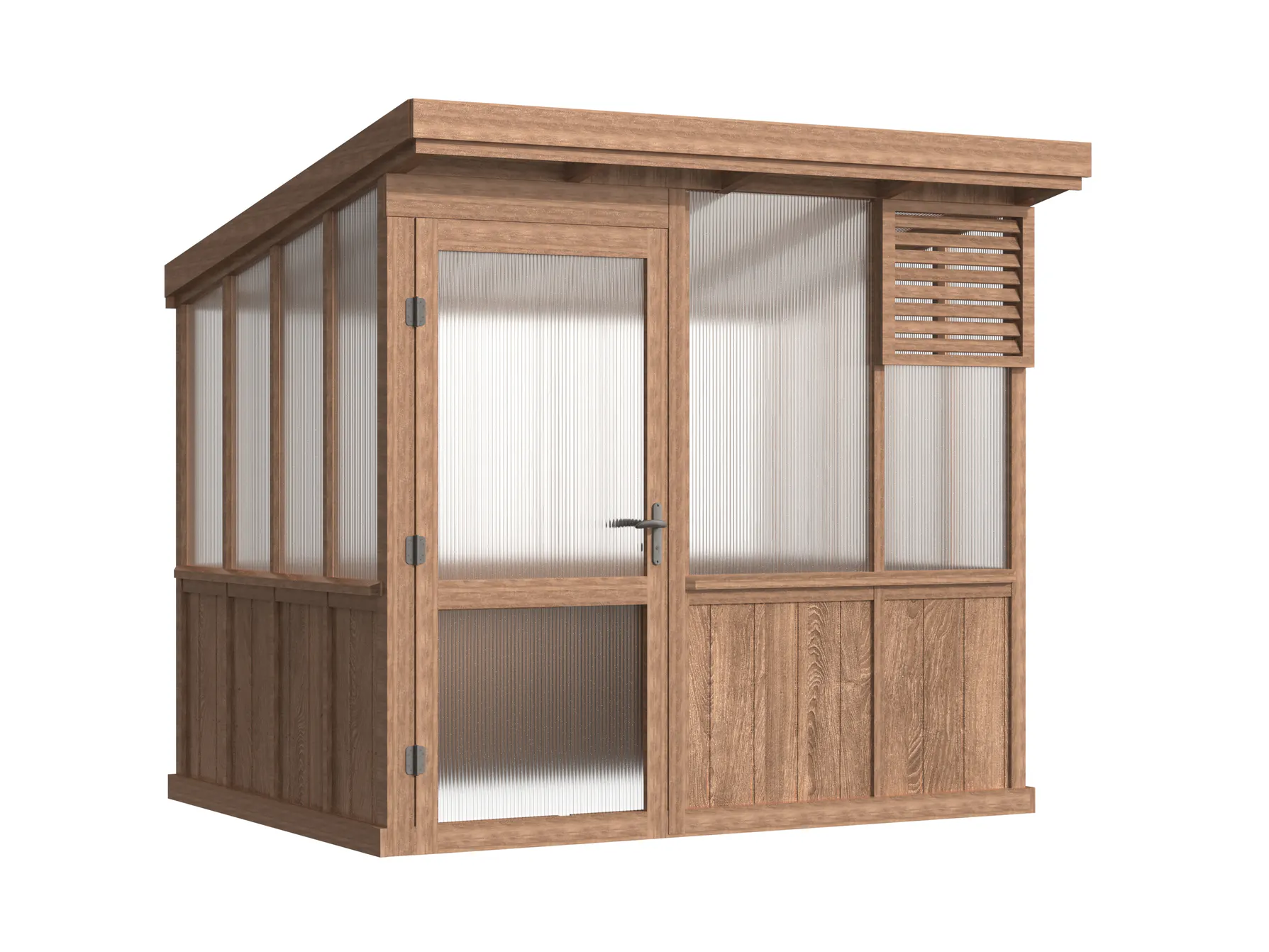 Wooden Pent Roof Greenhouse with Solid Wood Base and Polycarbonate Panels 5 wooden-pent-roof-greenhouse-with-solid-wood-base-and-polycarbonate-panels-product-5