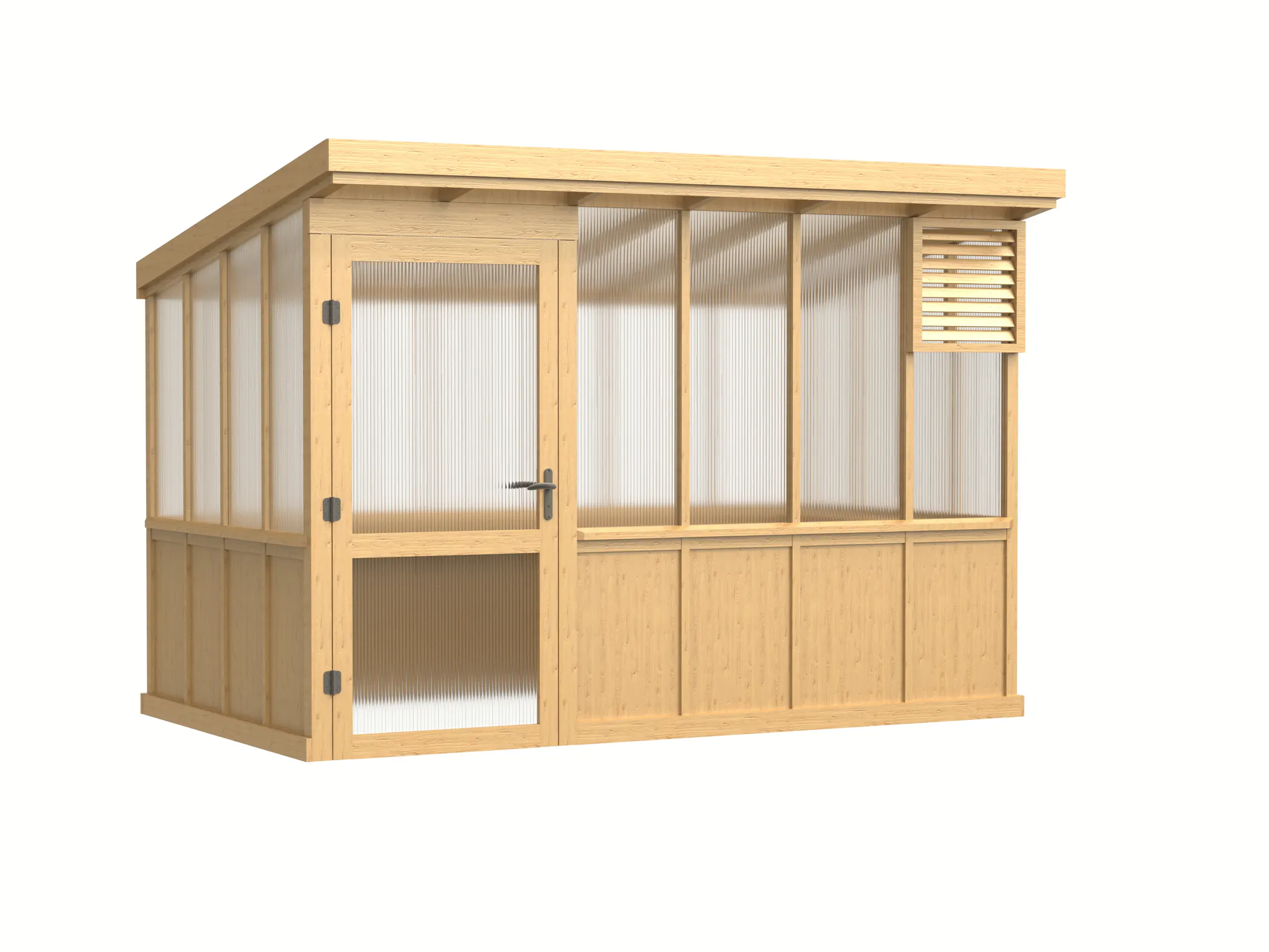 Wooden Pent Roof Greenhouse with Solid Wood Base and Polycarbonate Panels 6 wooden-pent-roof-greenhouse-with-solid-wood-base-and-polycarbonate-panels-product-6