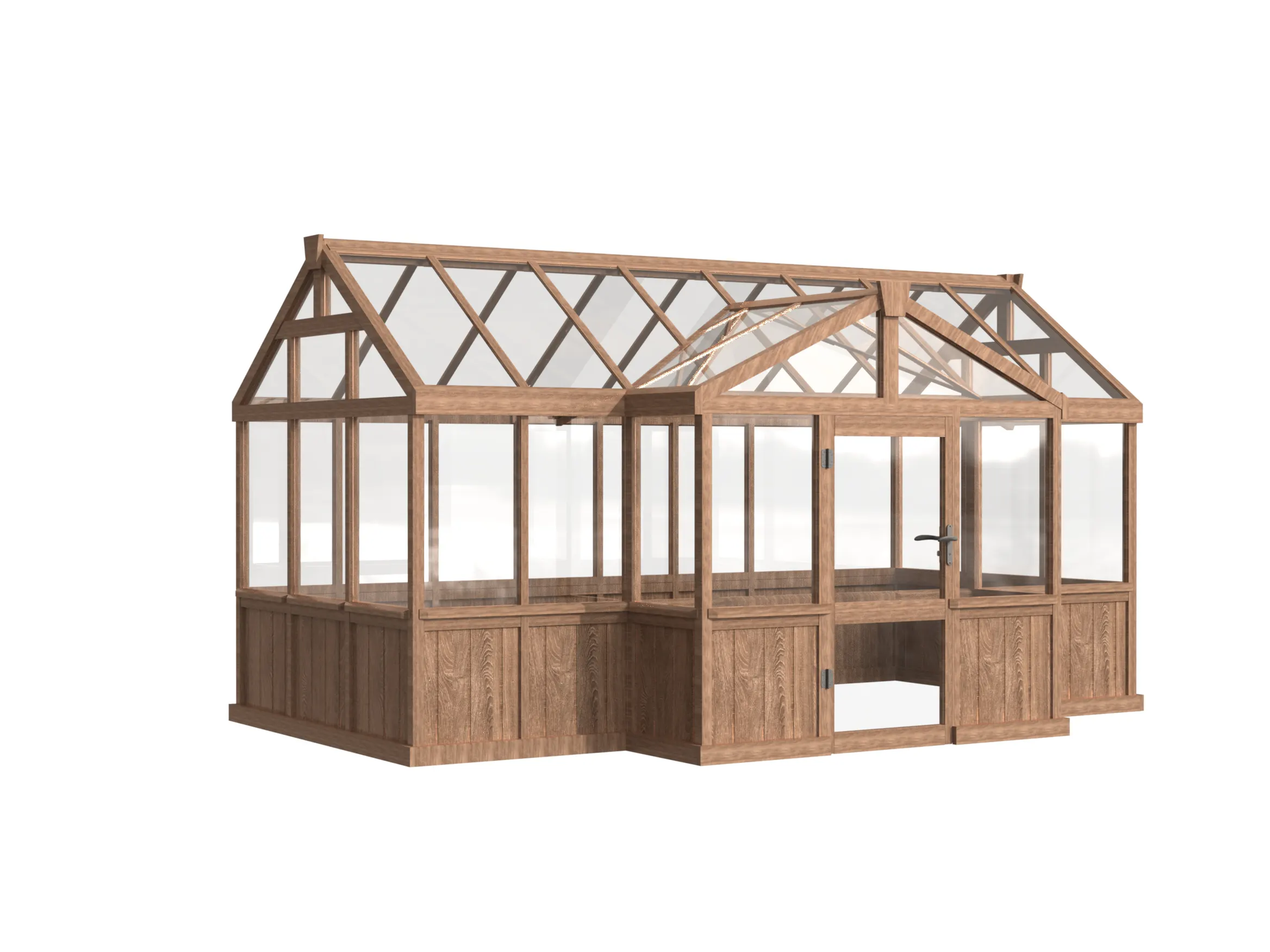 Wooden T-Shaped Greenhouse with Solid Wood Base and Glass Panels 3 wooden-t-shaped-greenhouse-with-solid-wood-base-and-glass-panels-product-3