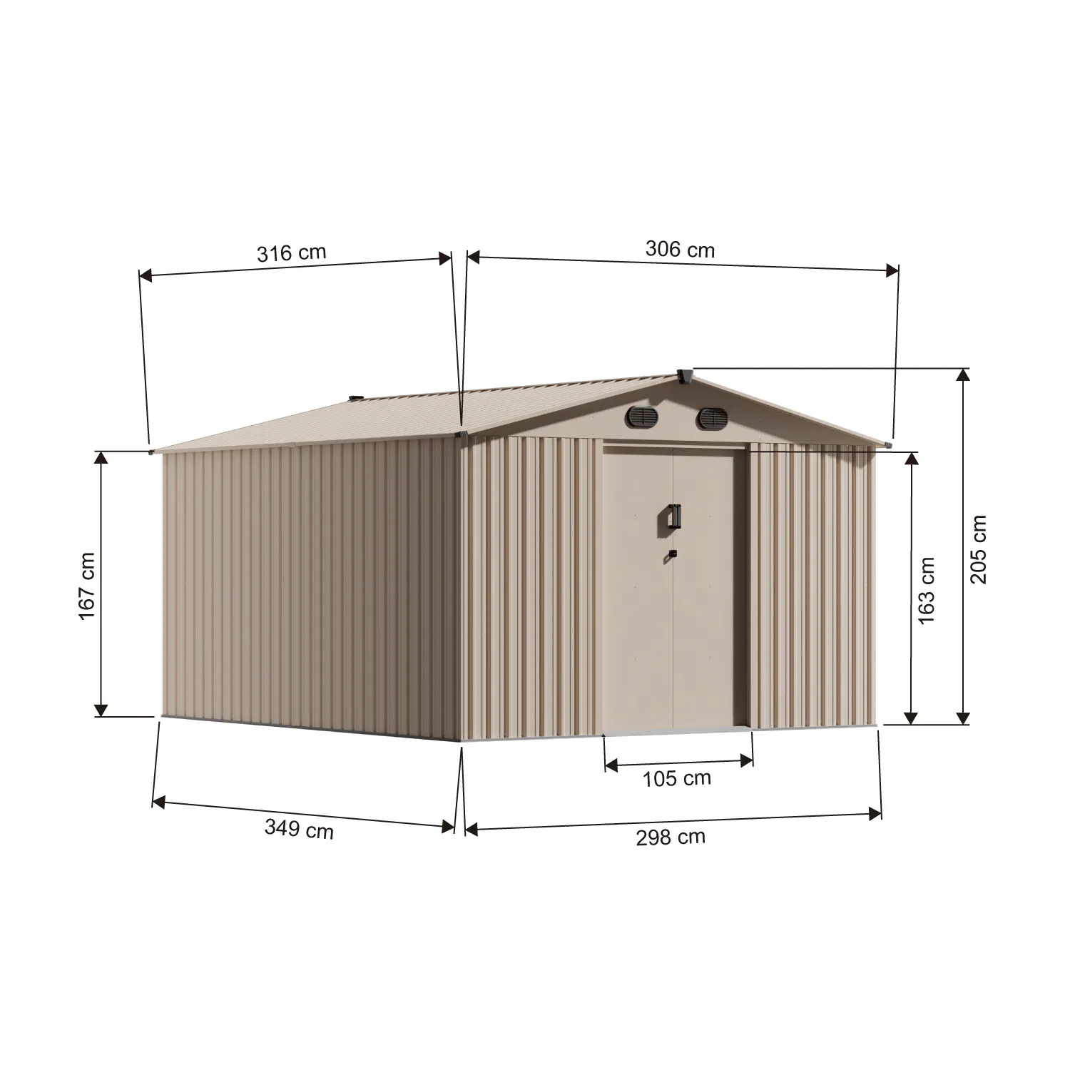 10x12-ft-gable-roof-metal-storage-shed-ks-linedrawing-1