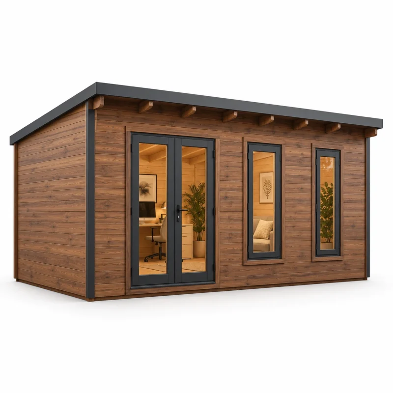 19 x 14 ft Wooden Pent Roof Garden Room 23 19x14-ft-wooden-pent-roof-garden-room